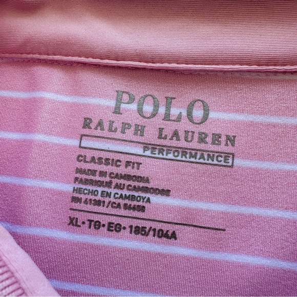 Polo Ralph Lauren Performance Shirt Men’s XL Pink Stripe Short Sleeve Wicking - Picture 4 of 13